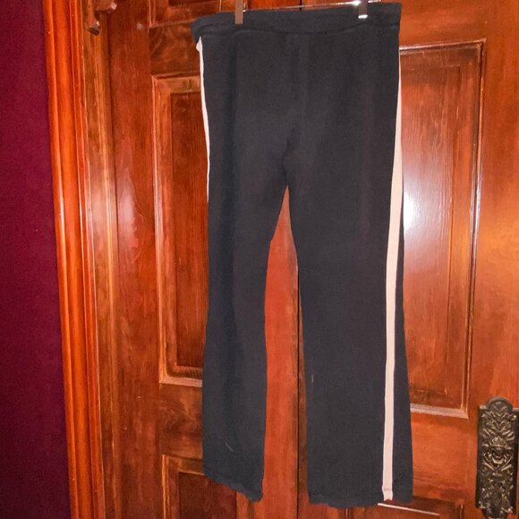 Y2K Black Athleisure Pants with White Stripe, elastic waist with tie - Picture 1 of 9